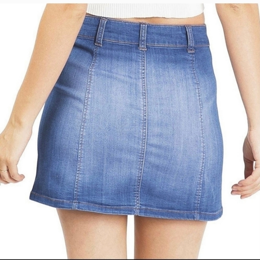 CELEBRITY PINK Dark Wash Mini Button Down Denim Skirt - Picture 11 of 11